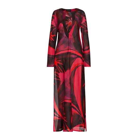 Louisa Ballou Tropical Print Maxi Dress 100% Cotton Size Medium Retail $1215 - Picture 8 of 14